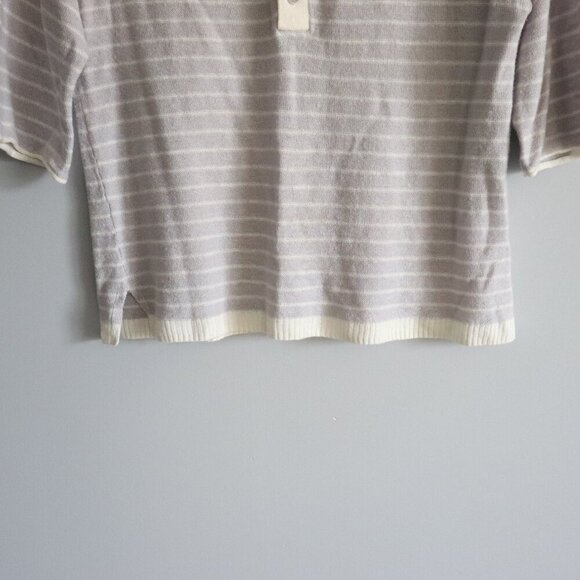 Gentle Fawn Women's Sz XS Purple Linen Striped Henley Short Sleeve T-Shirt Top - Picture 11 of 14